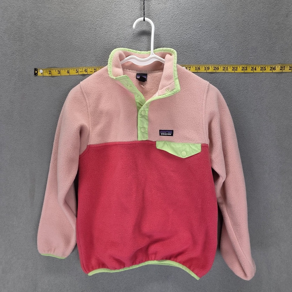 Patagonia Jacket Kids 10 Pink Synchilla Snap-T Fleece Pullover Colorblock